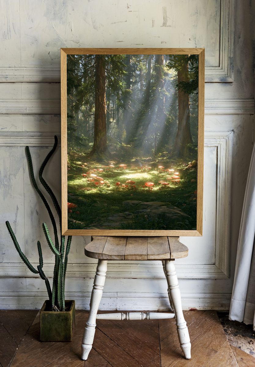 Enchanted Forest Mushrooms Poster. room preview