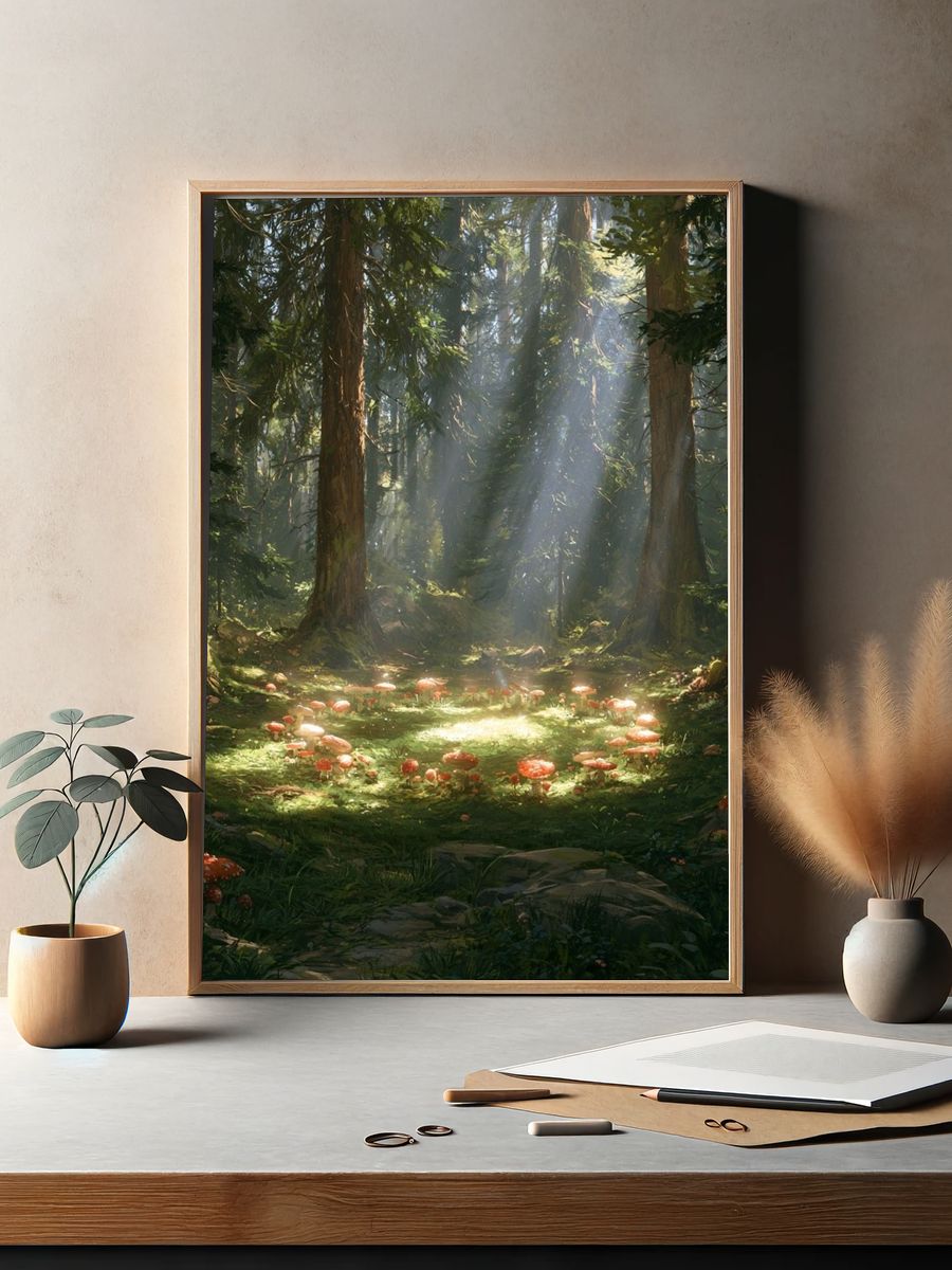 Enchanted Forest Mushrooms Poster. — room view 2