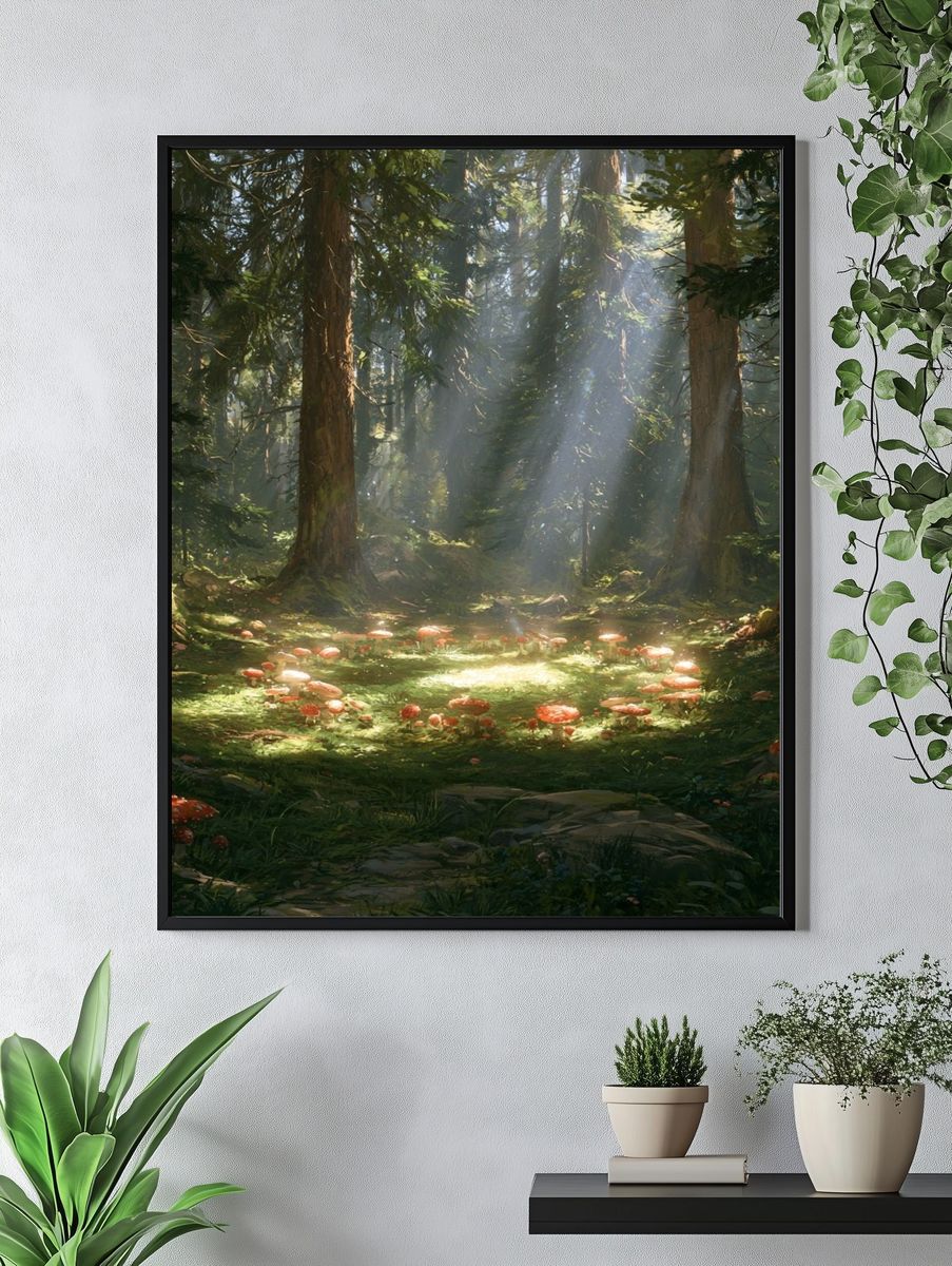 Enchanted Forest Mushrooms Poster. — room view 4