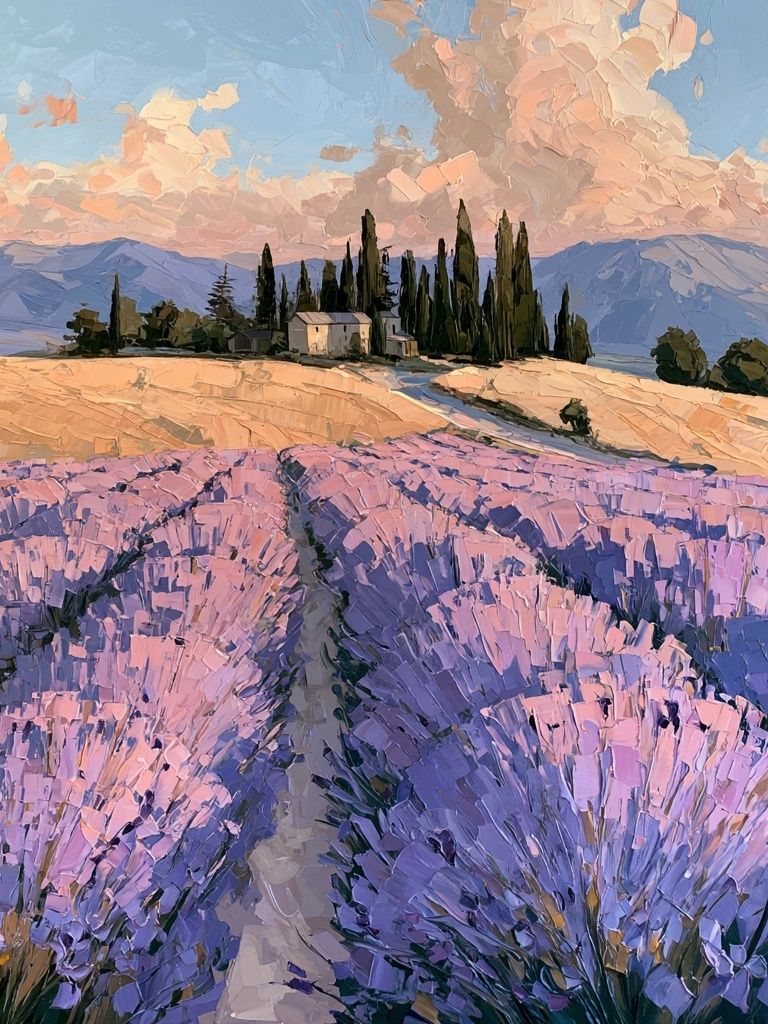 Lavender Fields at Sunset Print. poster — nature art