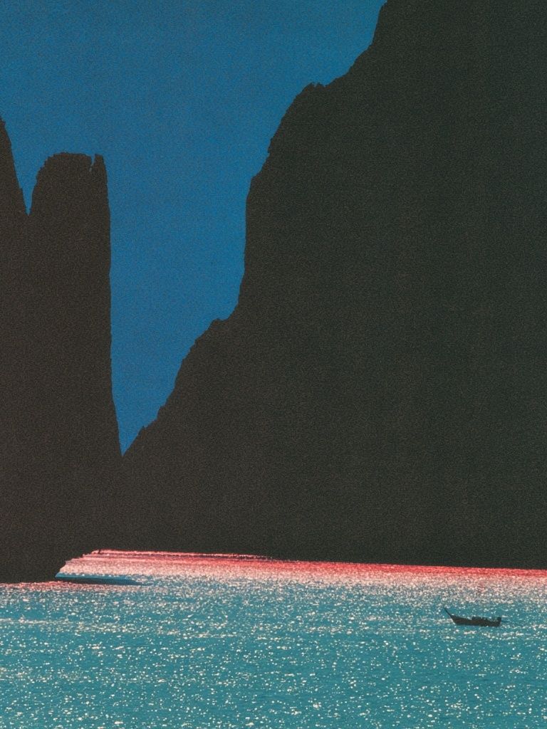Cliffside Twilight Seascape Poster. poster detail