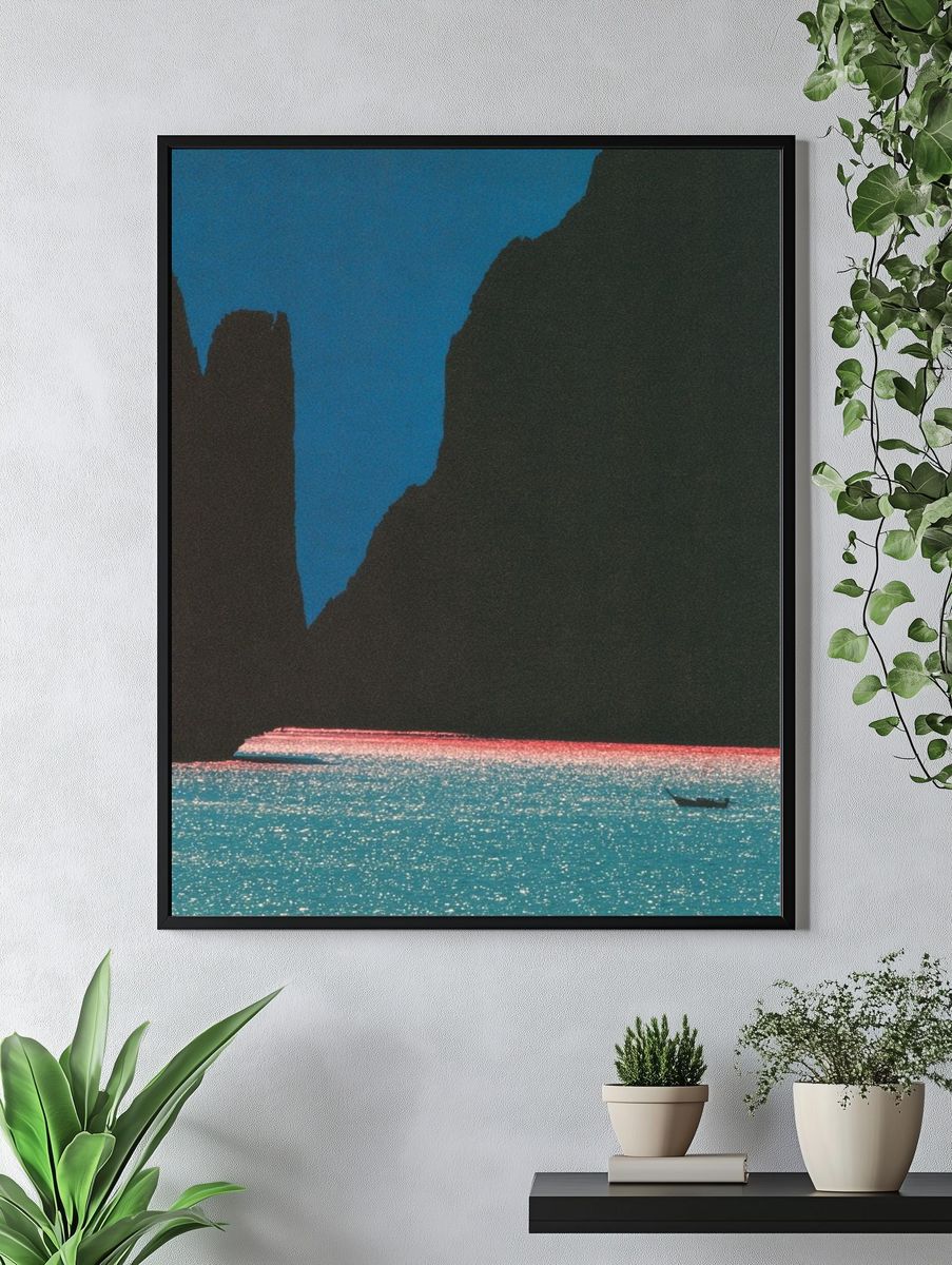 Cliffside Twilight Seascape Poster. — room view 4