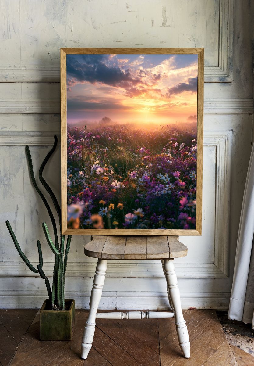 Wildflower Sunrise Nature Print. room preview