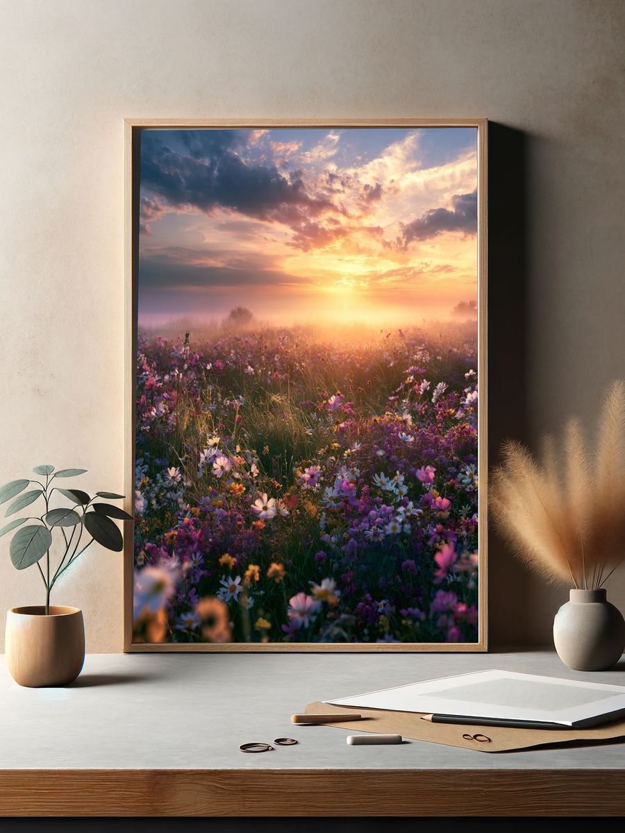 Wildflower Sunrise Nature Print. — room view 2