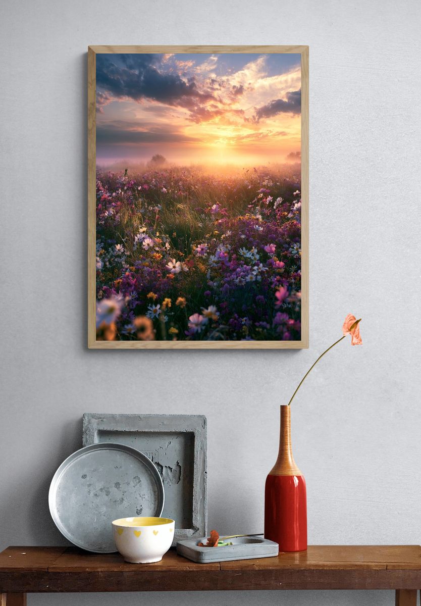 Wildflower Sunrise Nature Print. — room view 3