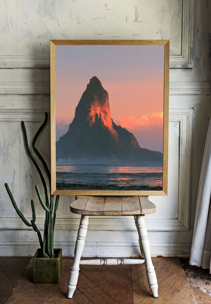 Sunset Sea Stack Landscape Print. room preview