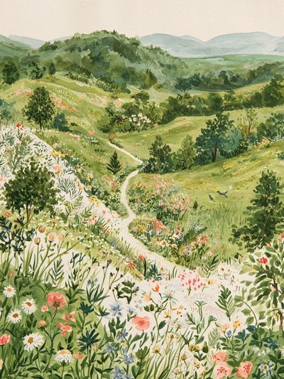 Wildflower Hills Watercolor Print.