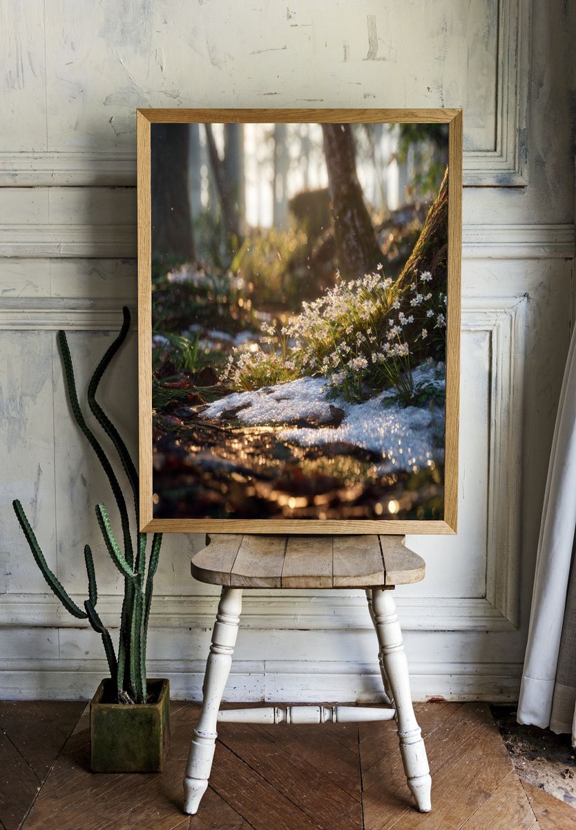 Sunlit Forest Flowers Nature Poster room preview