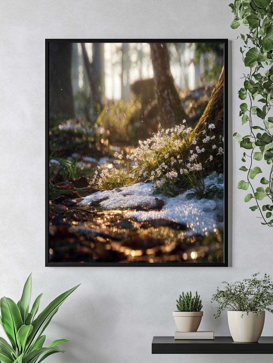 Sunlit Forest Flowers Nature Poster. — room view 4