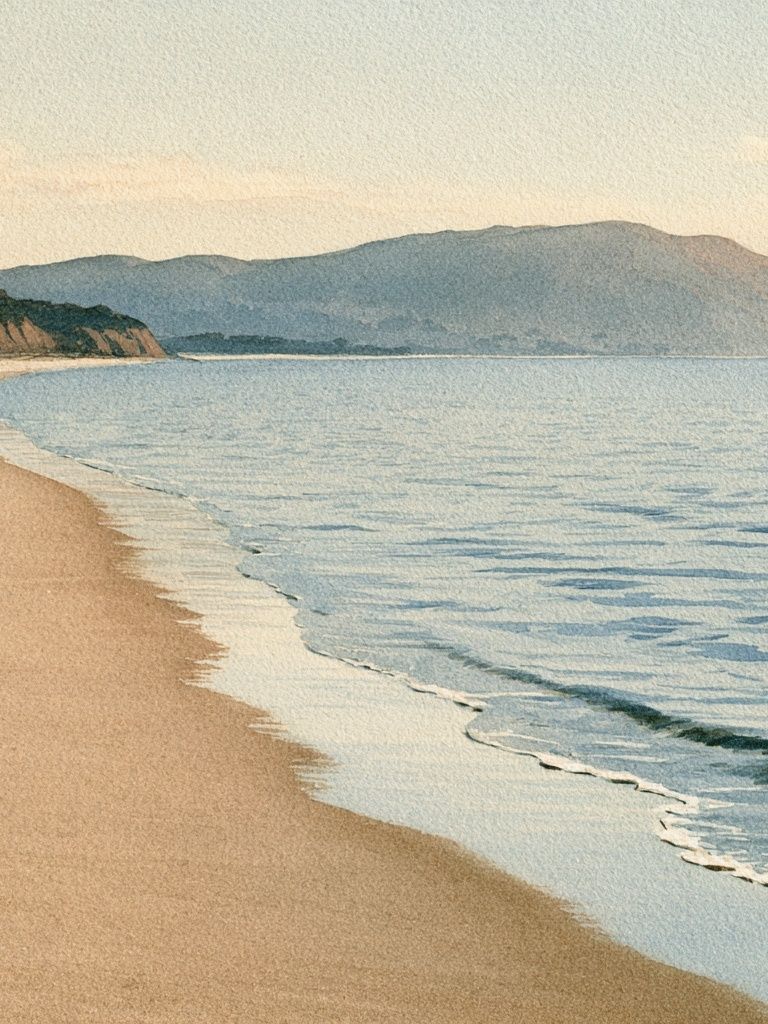 Misty Coastal Shoreline Poster. poster detail