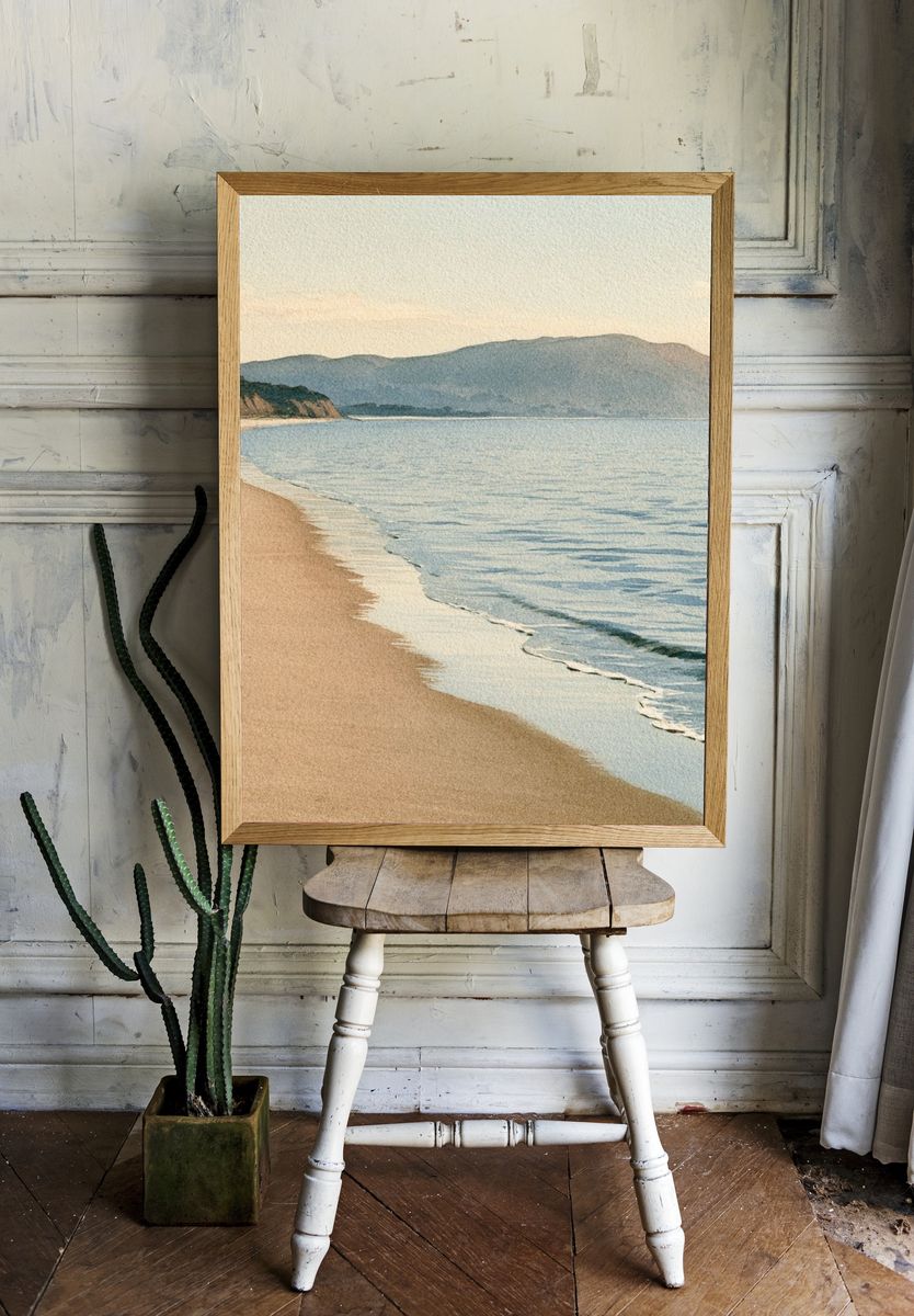 Misty Coastal Shoreline Poster. — room view 1