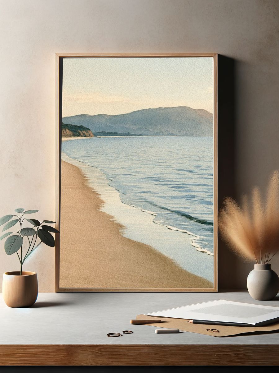 Misty Coastal Shoreline Poster. — room view 2