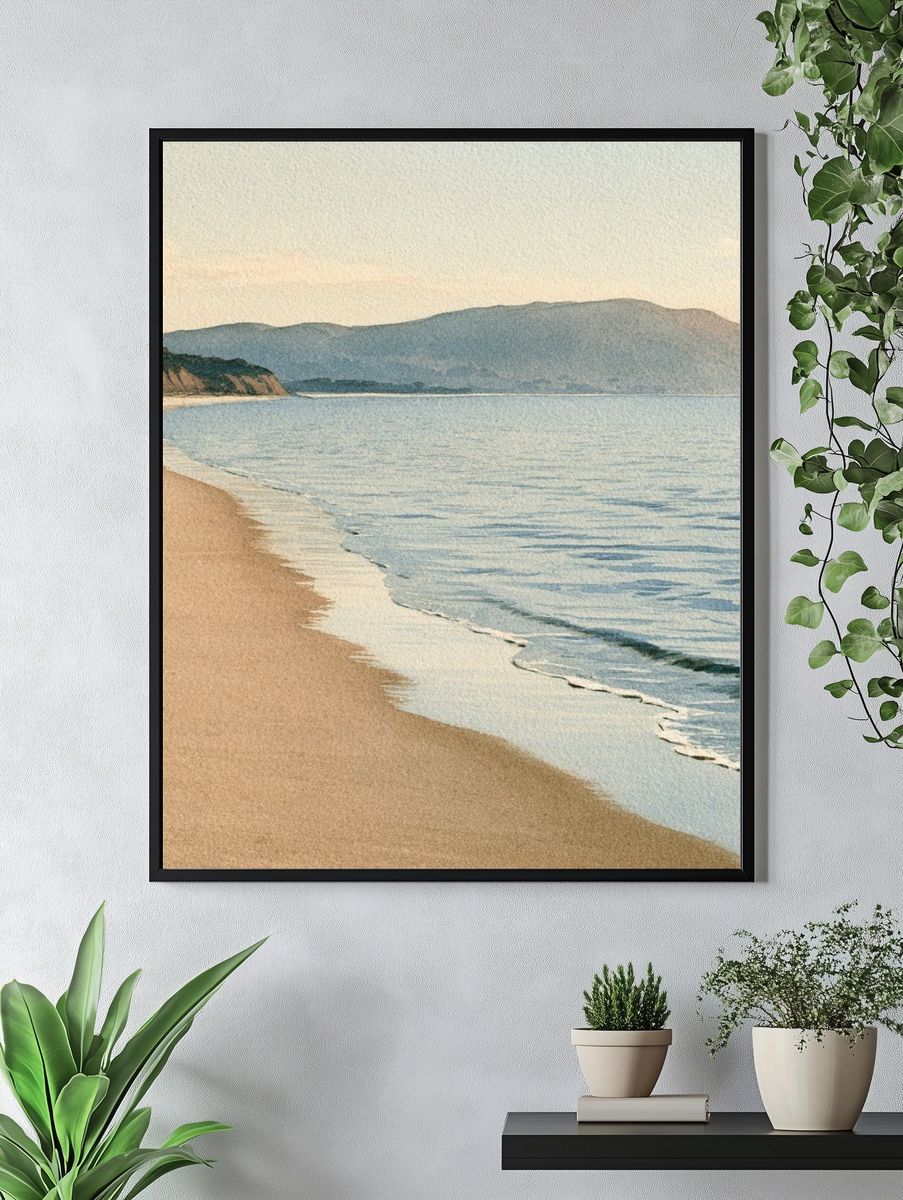 Misty Coastal Shoreline Poster. — room view 4
