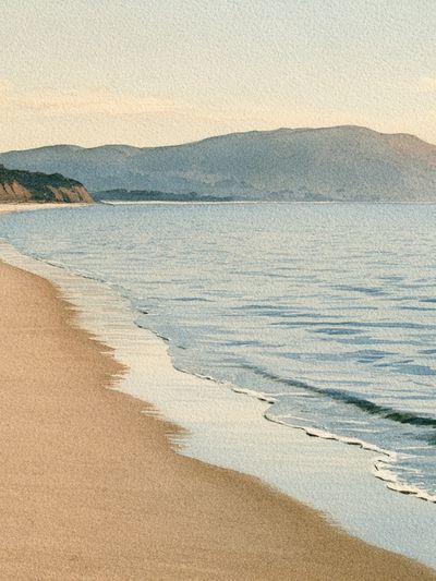 Misty Coastal Shoreline Poster.