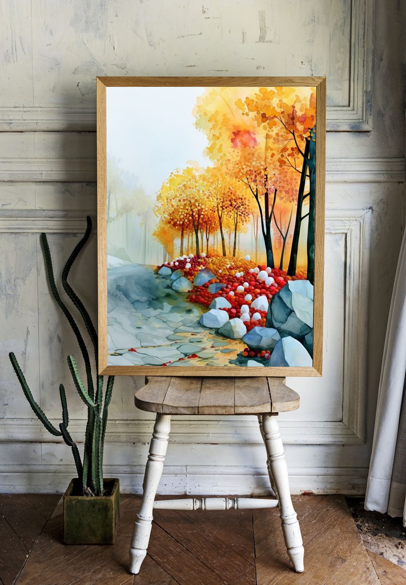 Autumn Forest Watercolor Poster. room preview