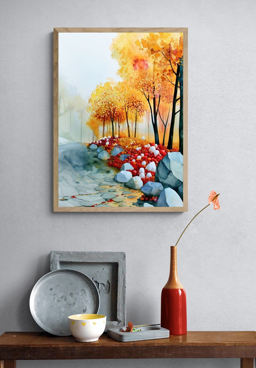 Autumn Forest Watercolor Poster. — room view 3