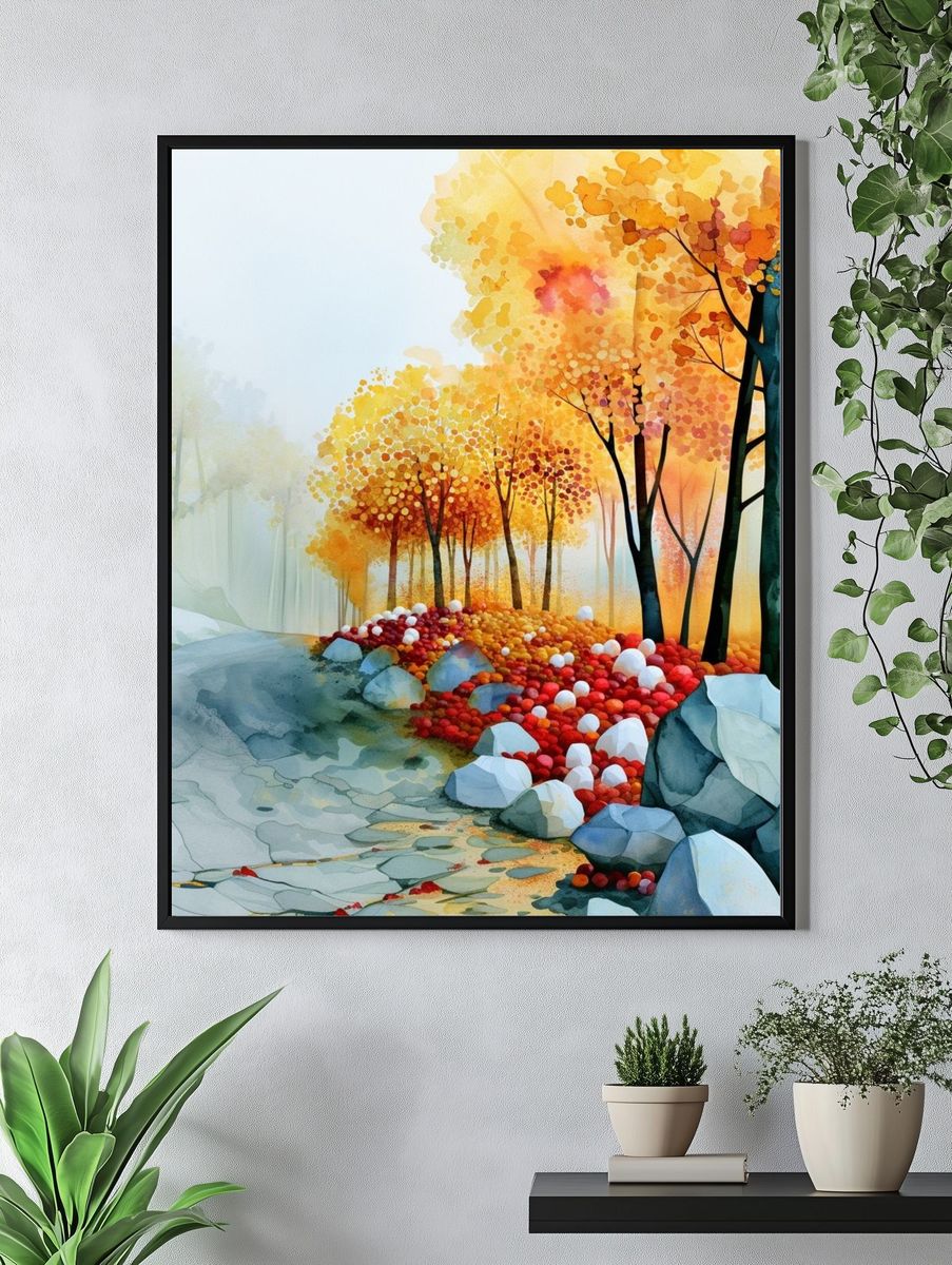 Autumn Forest Watercolor Poster. — room view 4