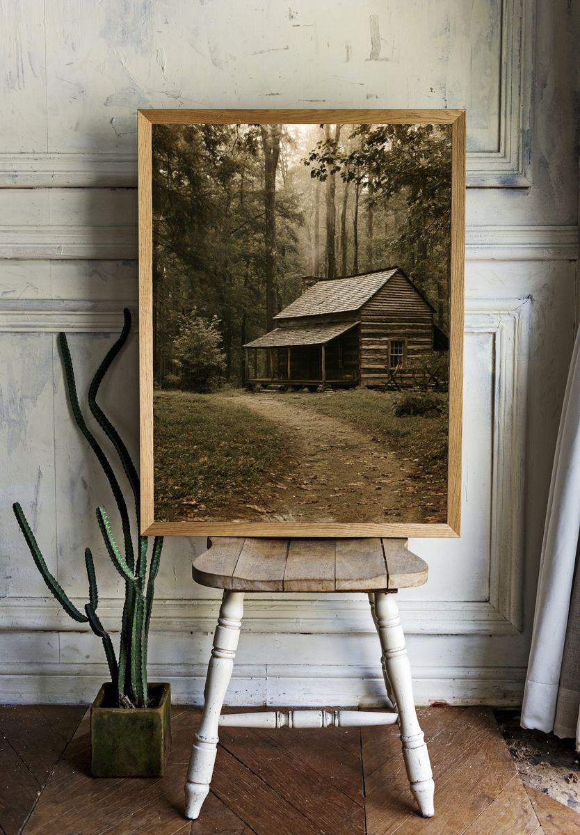 Forest Cabin Landscape Poster. — room view 1
