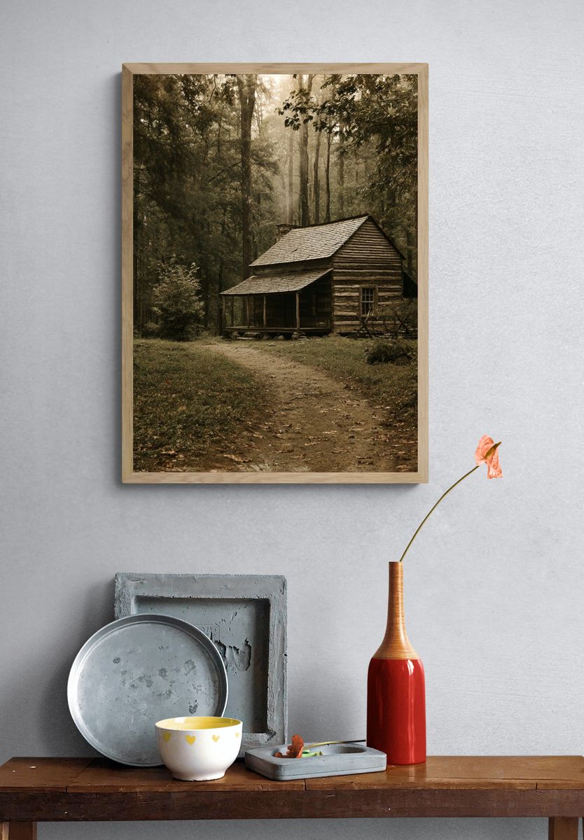 Forest Cabin Landscape Poster. — room view 3