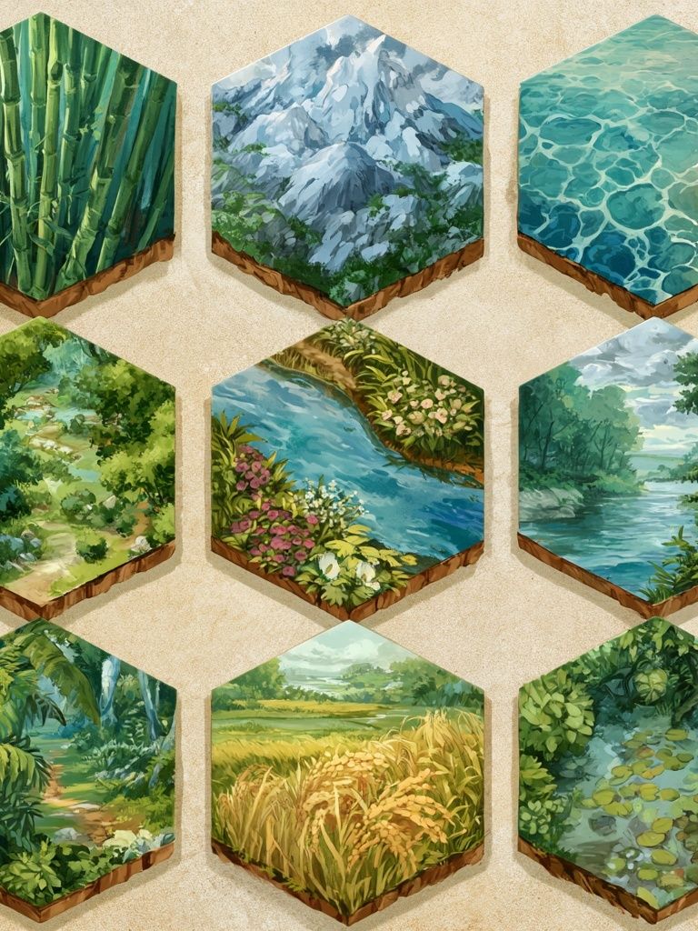 Nature Hexagon Collage Poster. poster detail