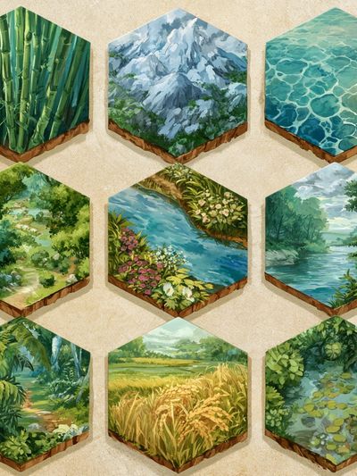 Nature Hexagon Collage Poster.