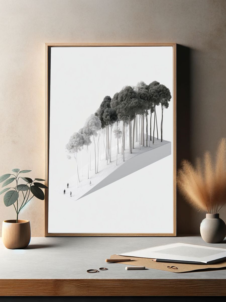 Minimalist Forest Landscape Poster. — room view 2