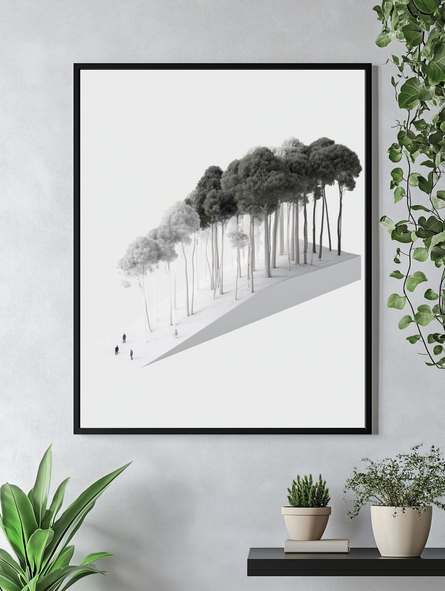 Minimalist Forest Landscape Poster. — room view 4
