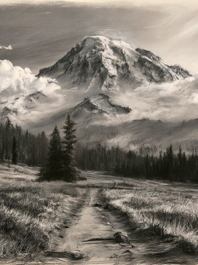 Misty Mountain Landscape Print.