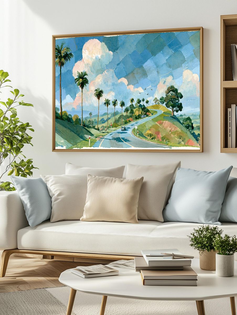 Tropical Roadscape Watercolor Poster. — room view 2