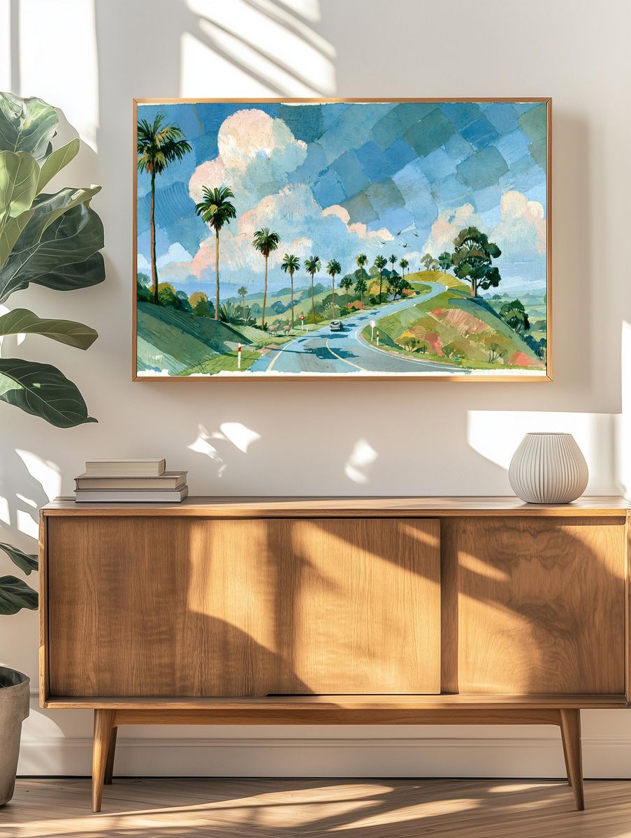 Tropical Roadscape Watercolor Poster. — room view 3