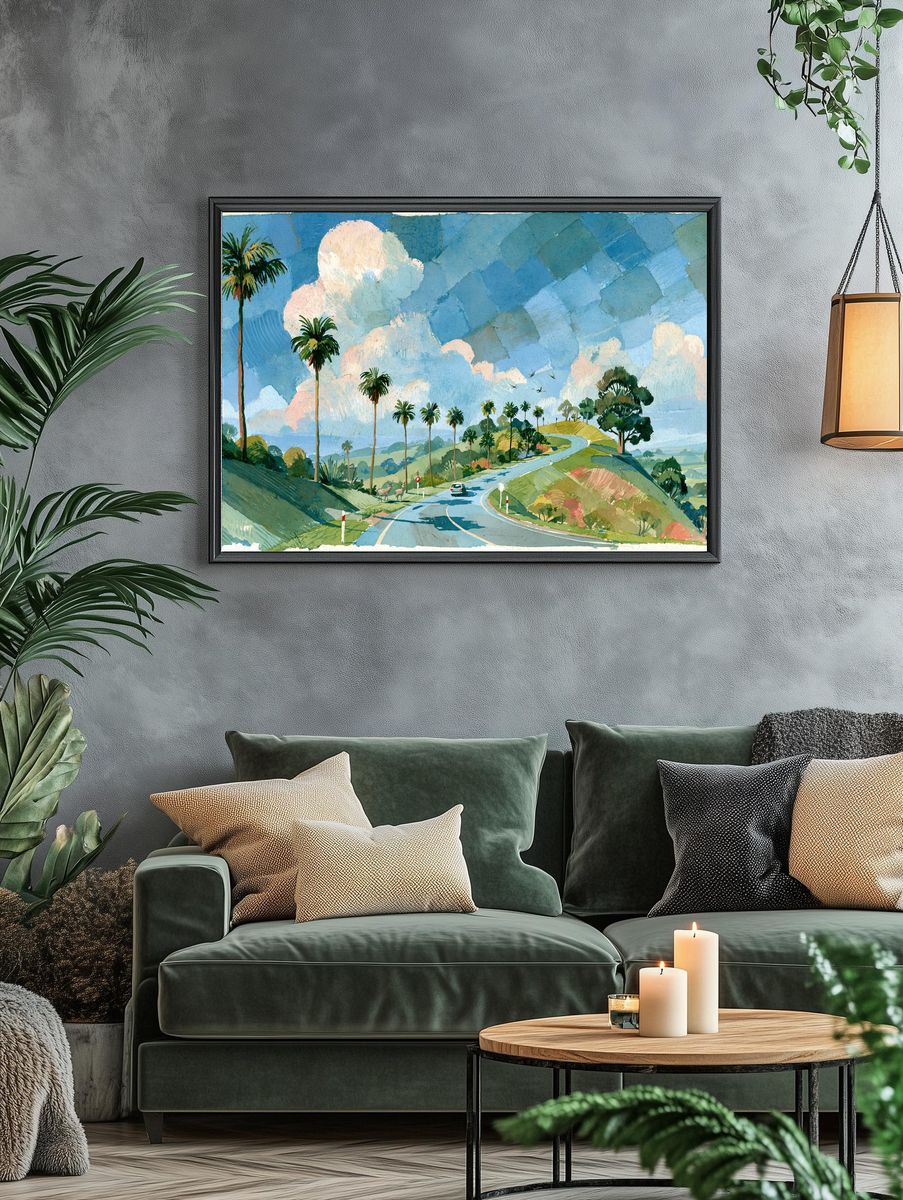 Tropical Roadscape Watercolor Poster. — room view 4