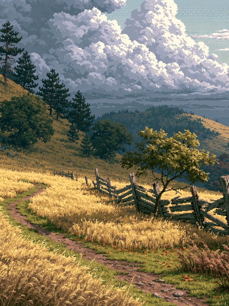 Golden Hills Landscape Print. poster detail