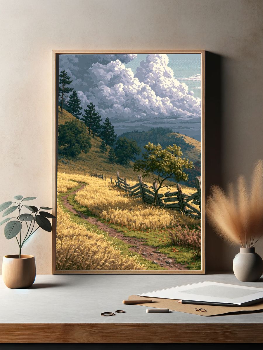 Golden Hills Landscape Print. — room view 2