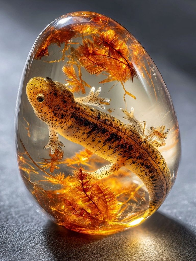 Salamander in Amber — Nature Print. poster — nature art