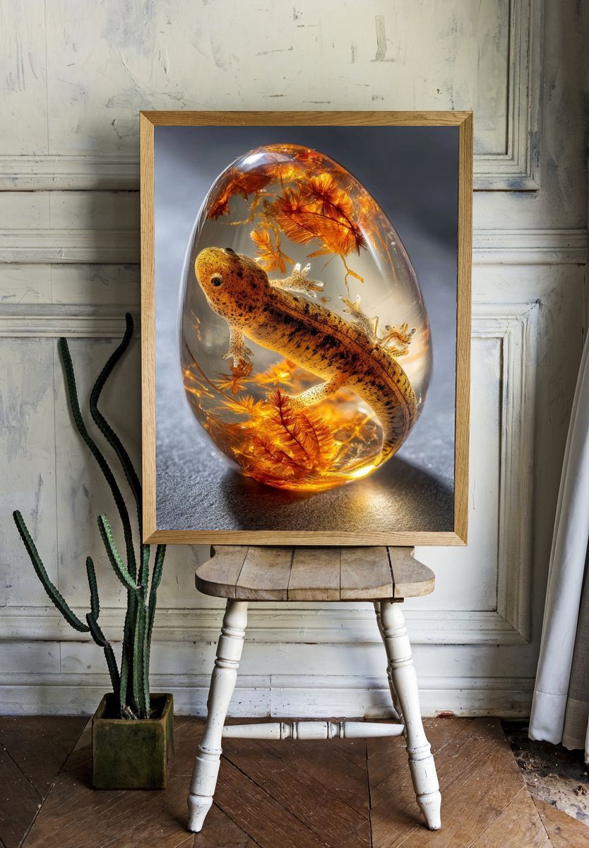 Salamander in Amber — Nature Print. — room view 1
