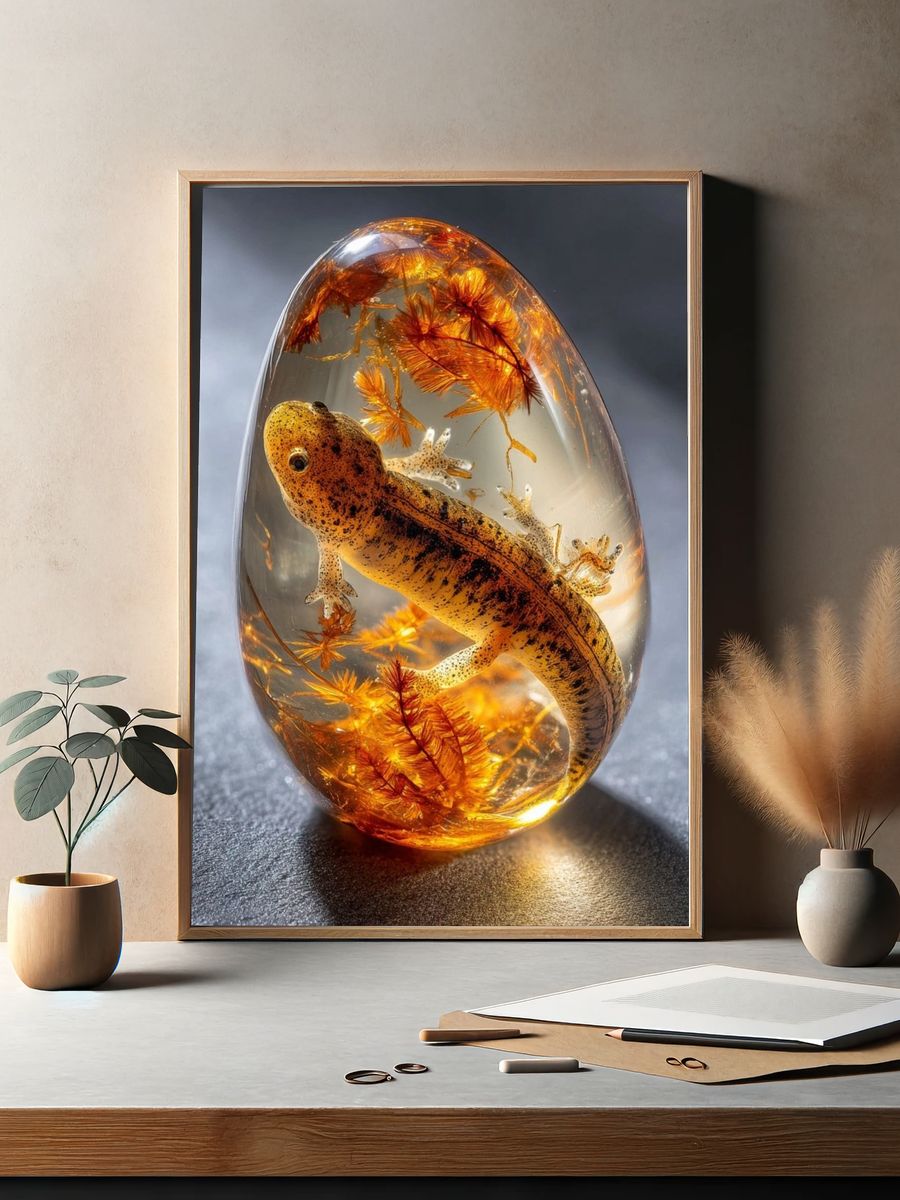 Salamander in Amber — Nature Print. — room view 2