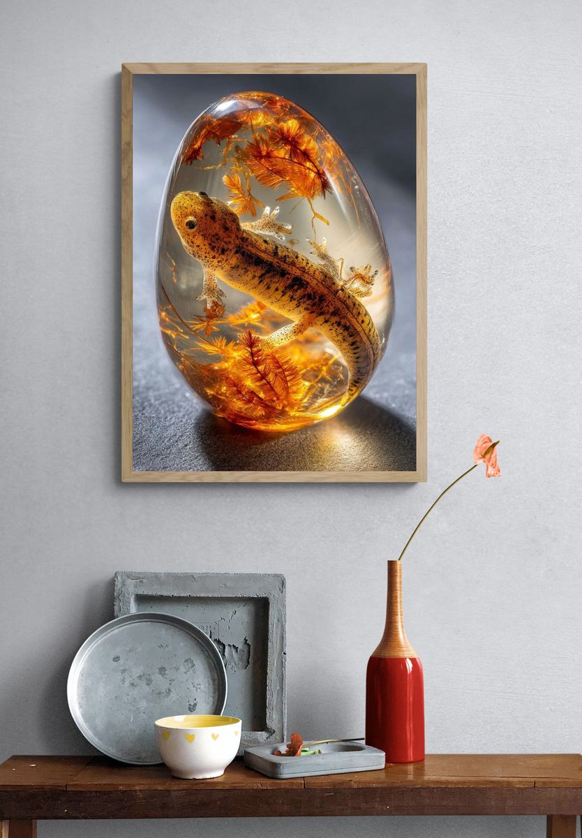 Salamander in Amber — Nature Print. — room view 3