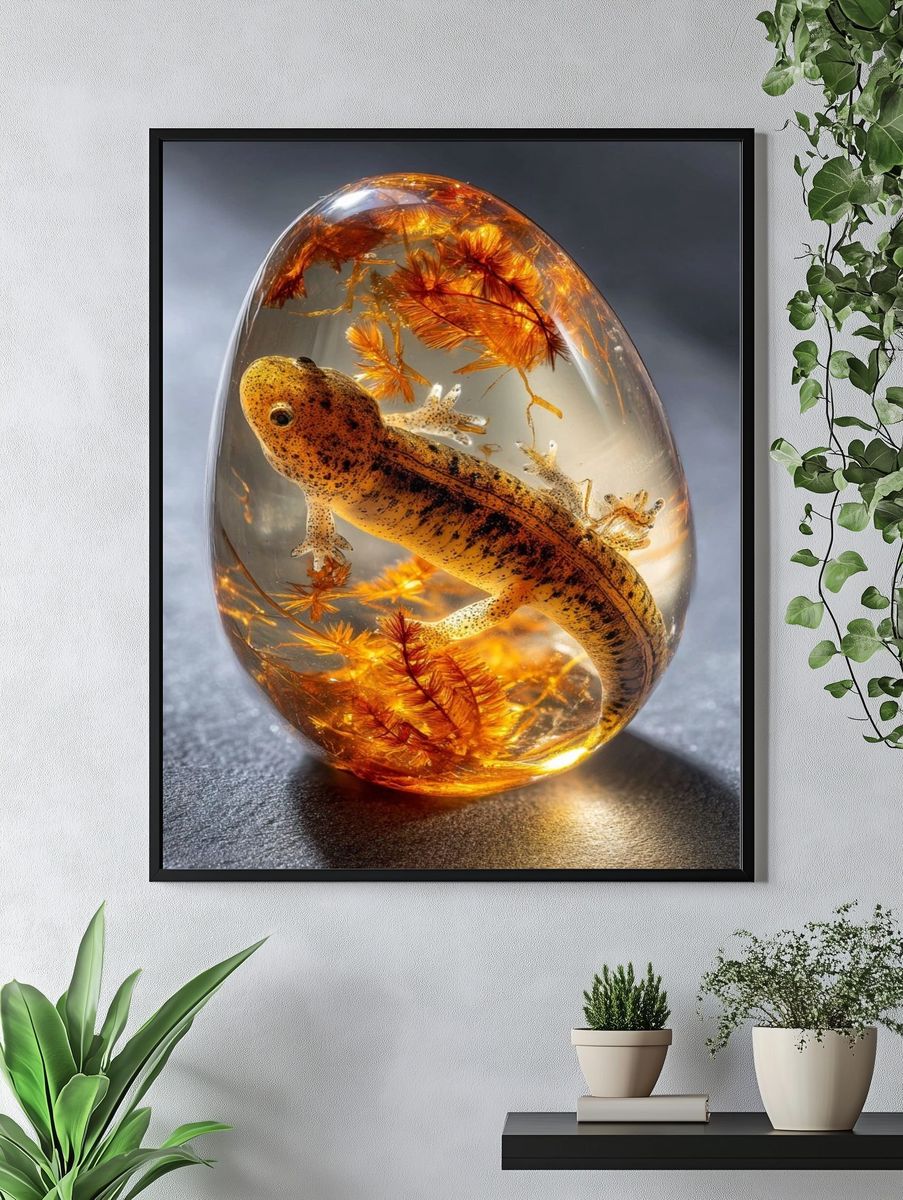 Salamander in Amber — Nature Print. — room view 4