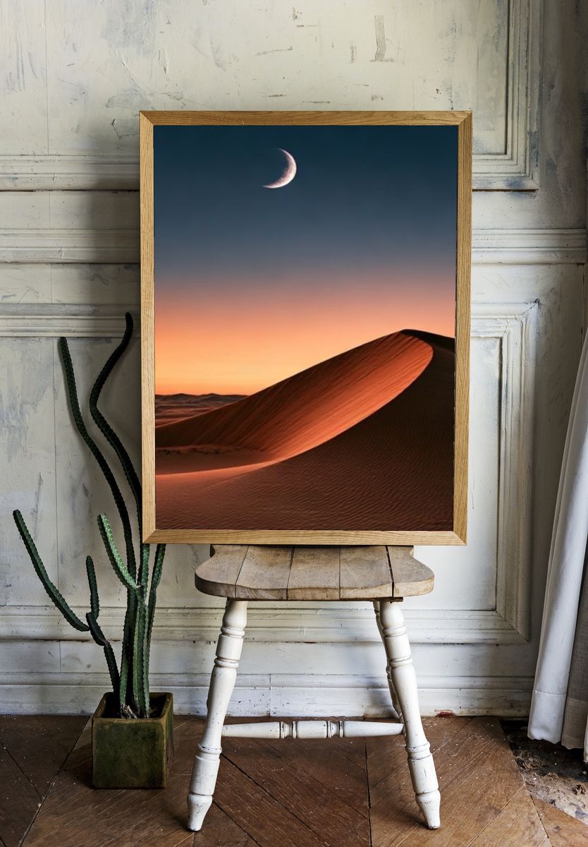Moonlit Desert Dune Poster. room preview