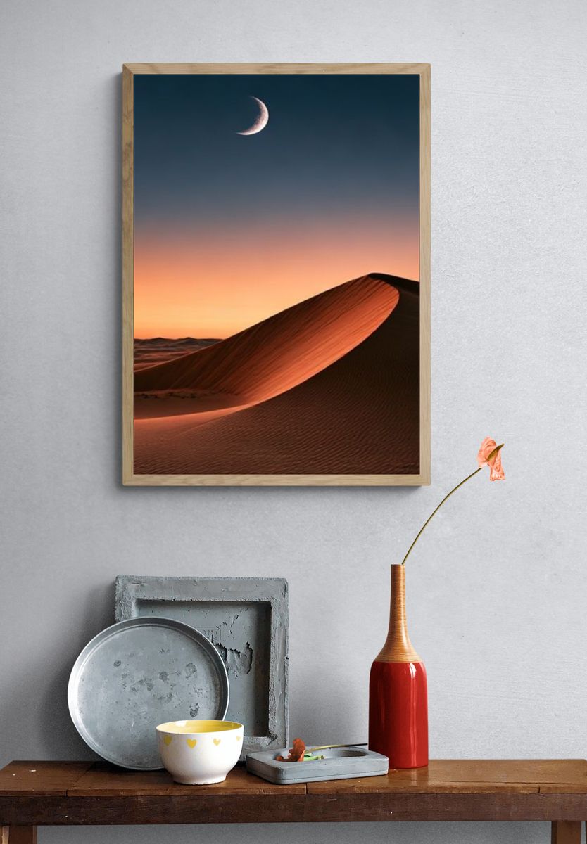 Moonlit Desert Dune Poster. — room view 3