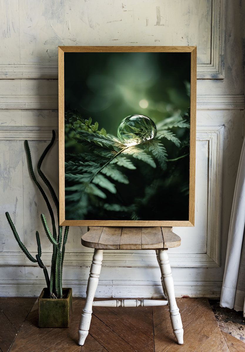Fern Dewdrop Nature Print. room preview