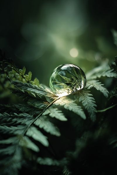 Fern Dewdrop Nature Print. poster