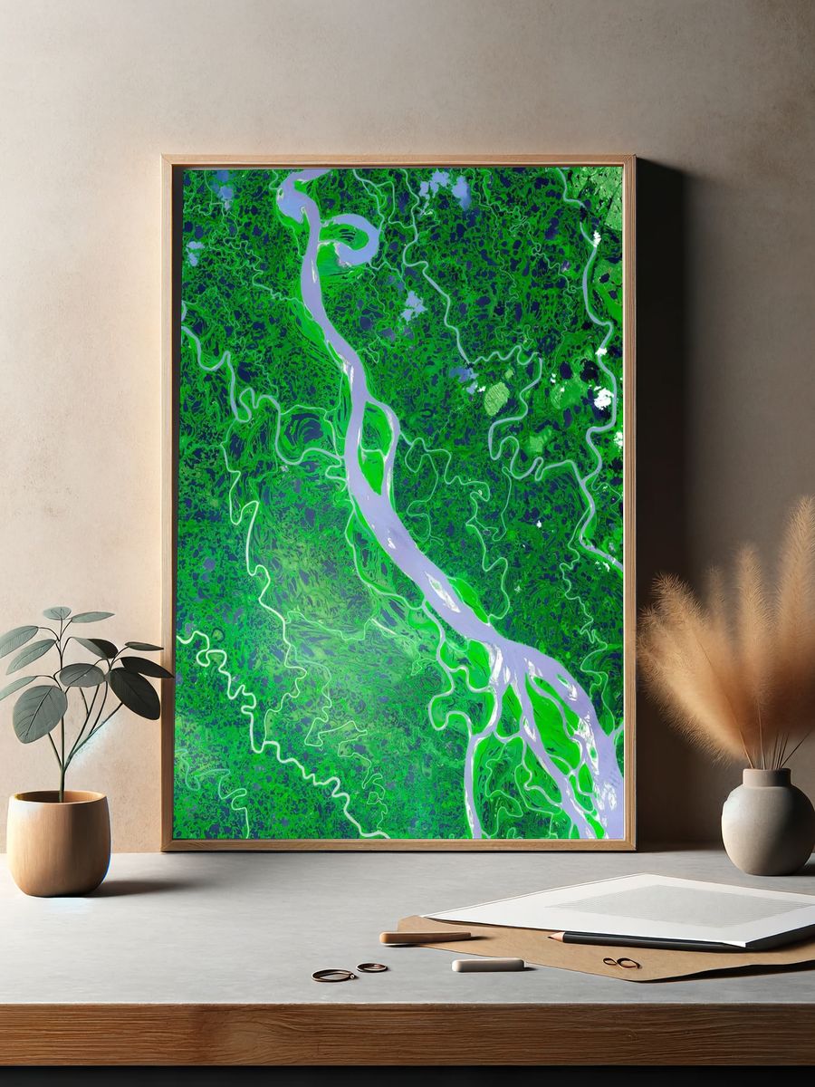 Aerial River Landscape Poster. — room view 2