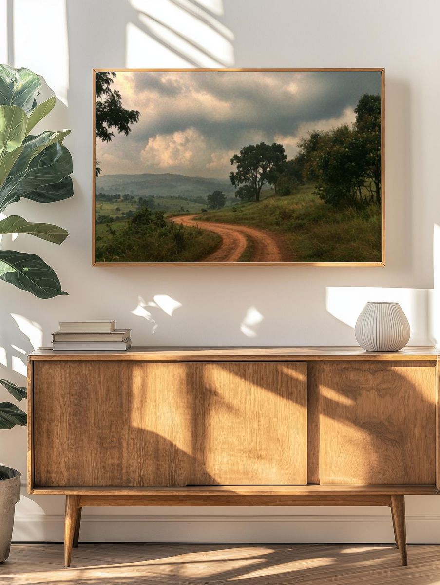 Misty Country Road Landscape Print. — room view 3