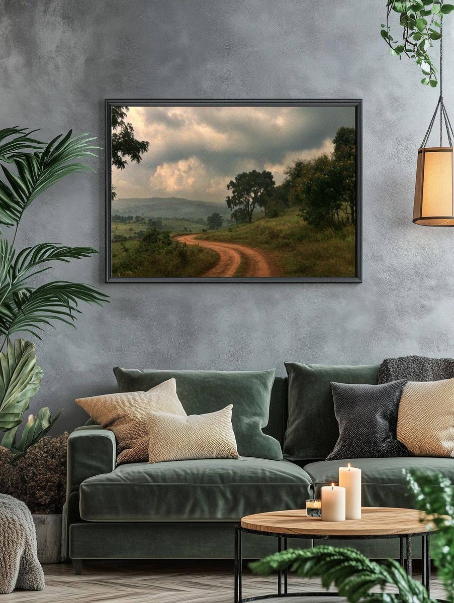 Misty Country Road Landscape Print. — room view 4