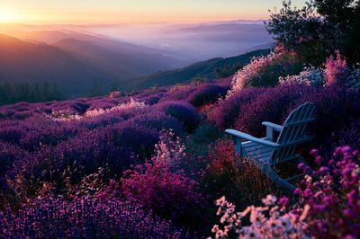 Lavender Sunset Mountain Landscape Poster.