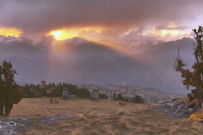 Sunlit Himalayan Valley Landscape Print.