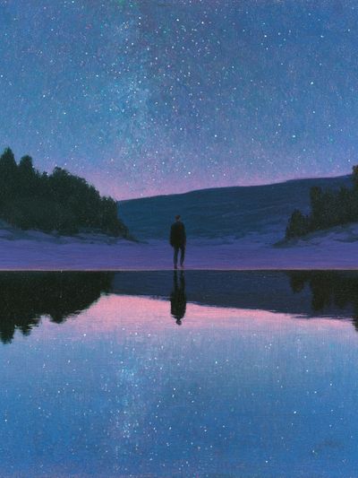 Starry Lake Silhouette Print.