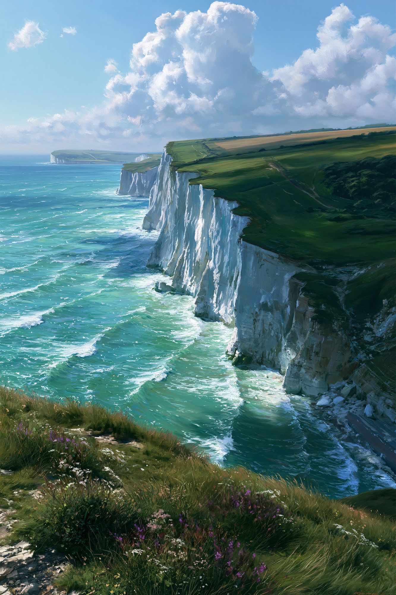 White Cliffs Coastline Landscape Print. poster detail