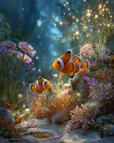 Clownfish Underwater Scene Poster